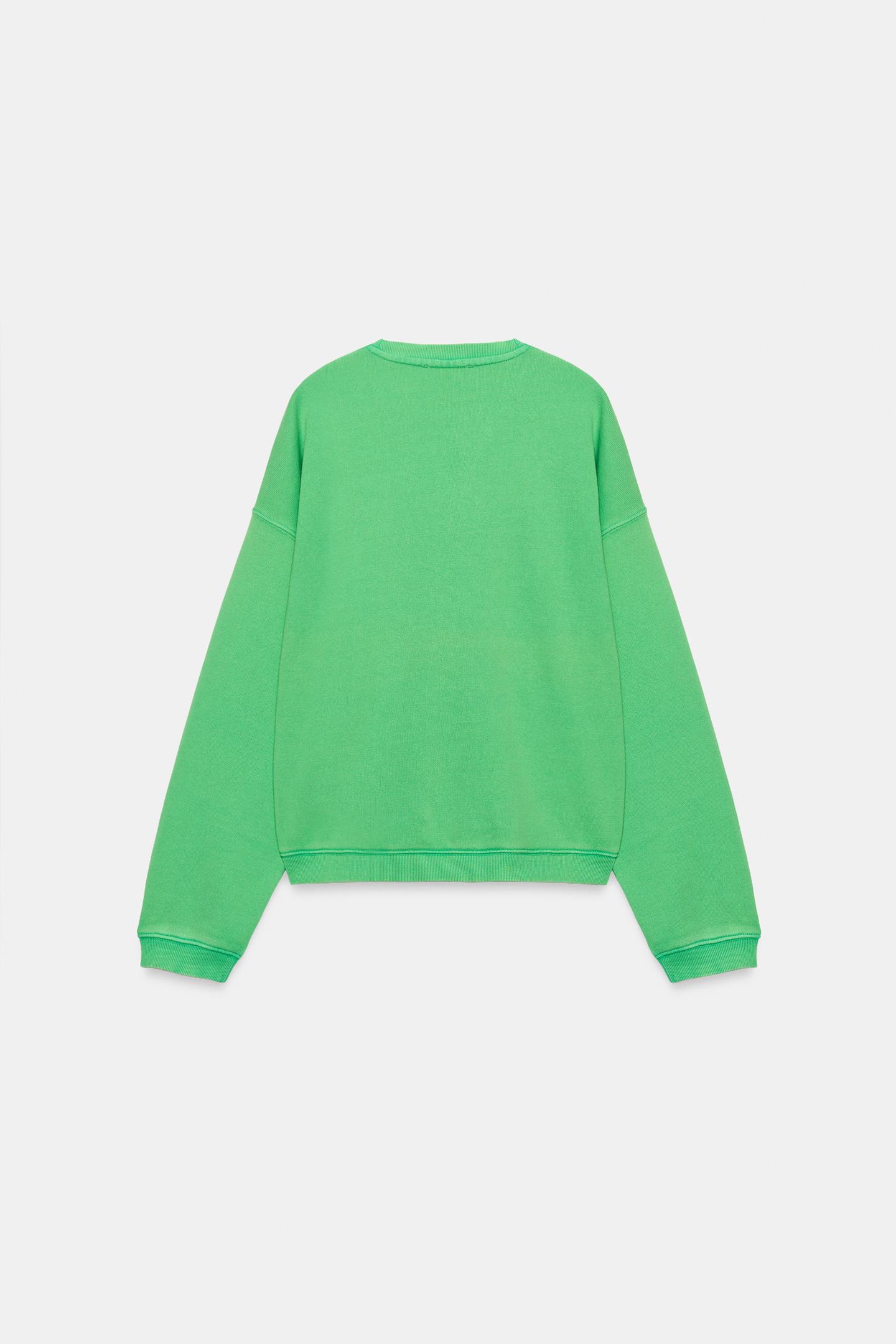 Женская толстовка Zara Washed-Effect, цвет: Зелёный — фото 6