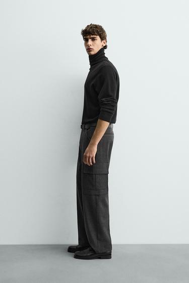 COMFORT STRAIGHT-LEG CARGO TROUSERS - Grey by Zara