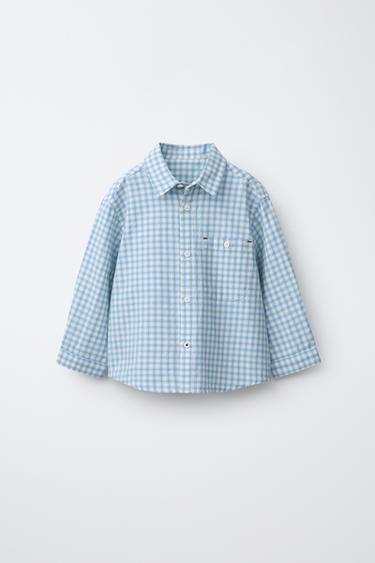 Zara PLAID POCKET SHIRT - Blue