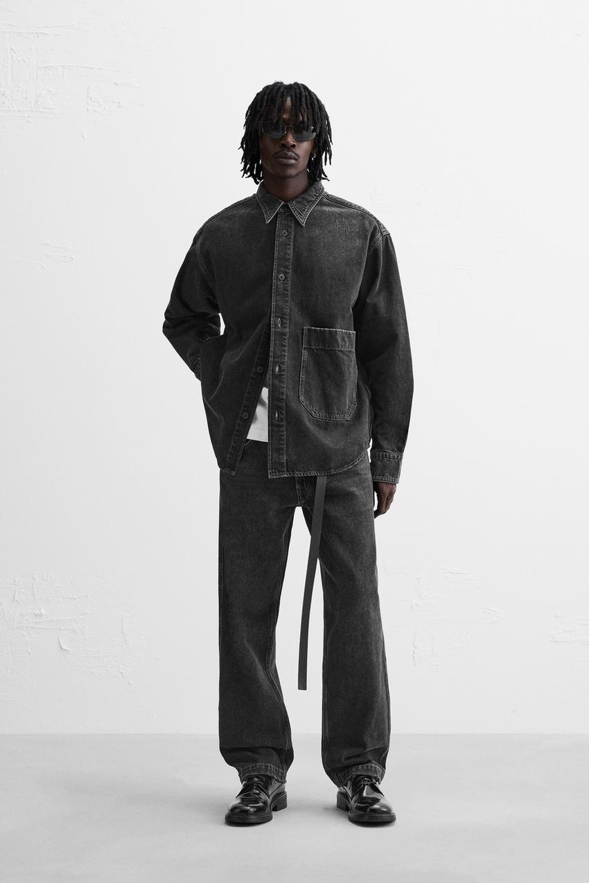 RELAXED FIT デニムシャツ - ブラック | ZARA Japan / 日本