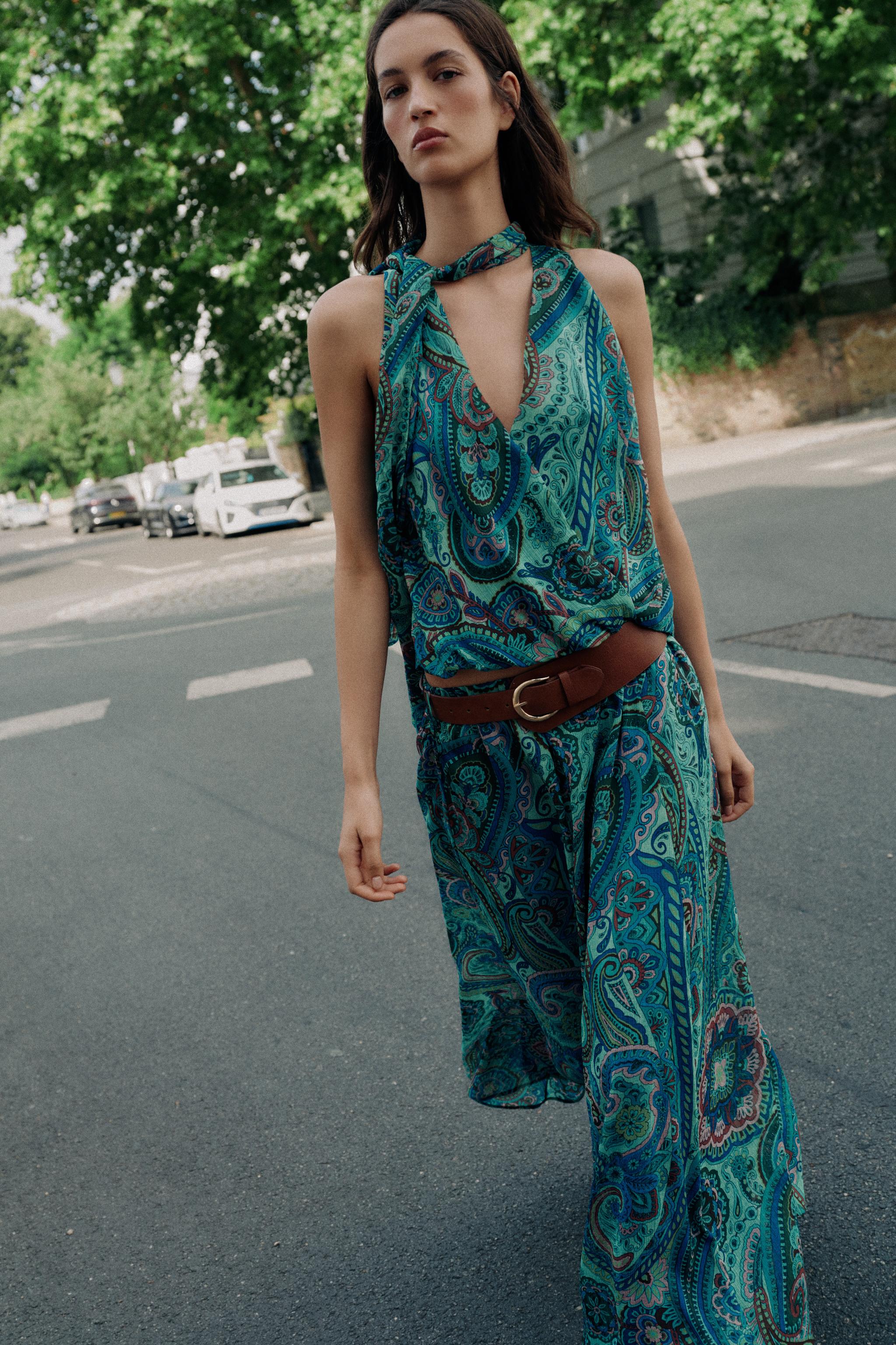 Женские рубашки Zara BOW PRINT TOP