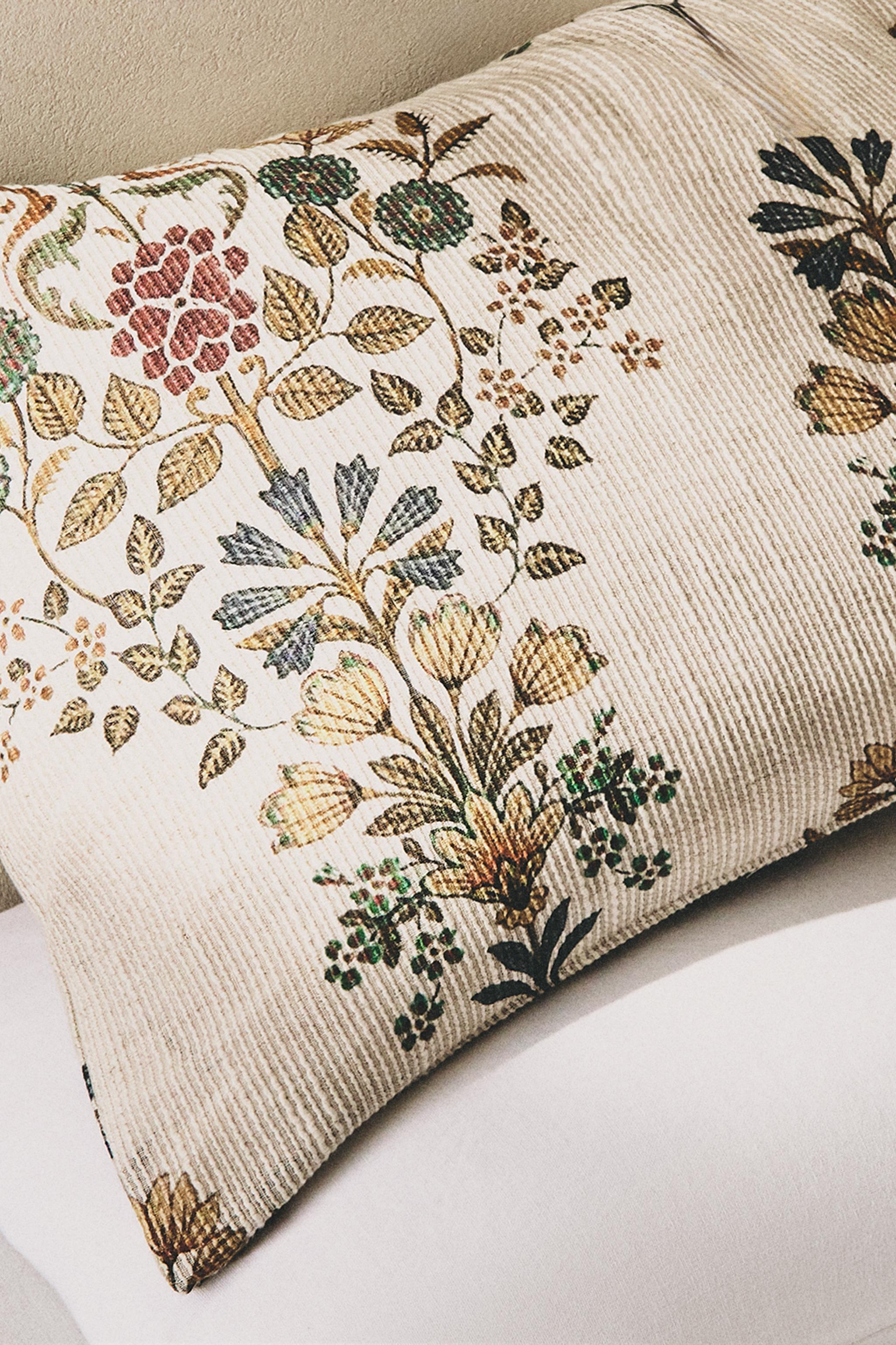 FLORAL COTTON THROW PILLOW COVER