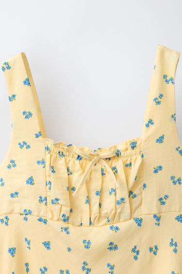ROBE À FRONCES ET FLEURS - Jaune pastel de Zara - Image 2