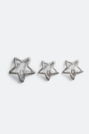 PACK OF CHILDREN'S STAR HAIR CLIPS (PACK OF 3) - Silver by Zara