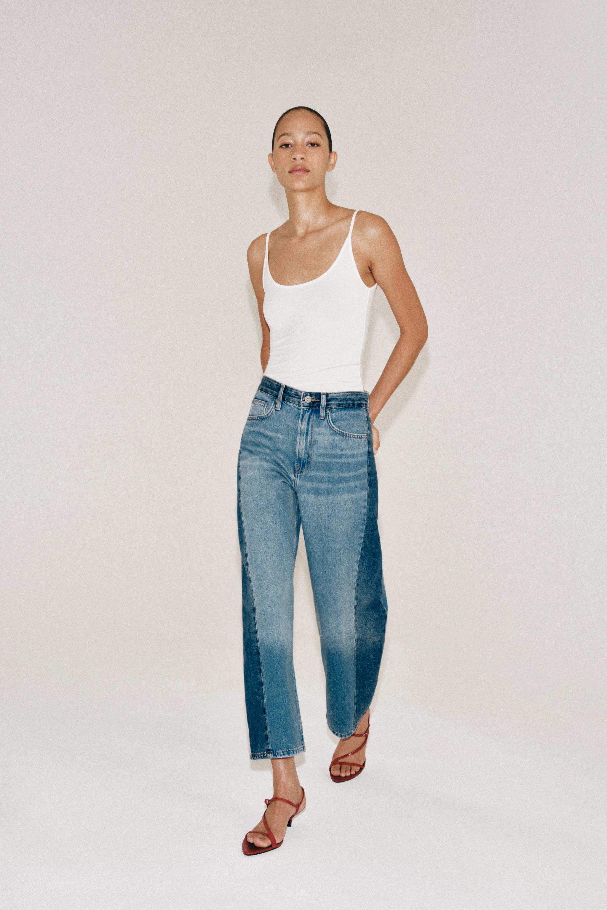 ZW COLLECTION ANKLE RELAXED MID-WAIST PATCHWORK JEANS