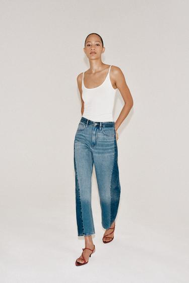 Jeans de tiro medio con parches y corte relajado hasta el tobillo ZW Collection