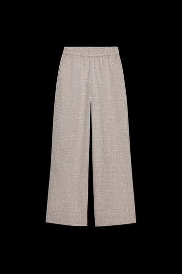 FLECKED WIDE-LEG TROUSERS - Sand / Marl by Zara