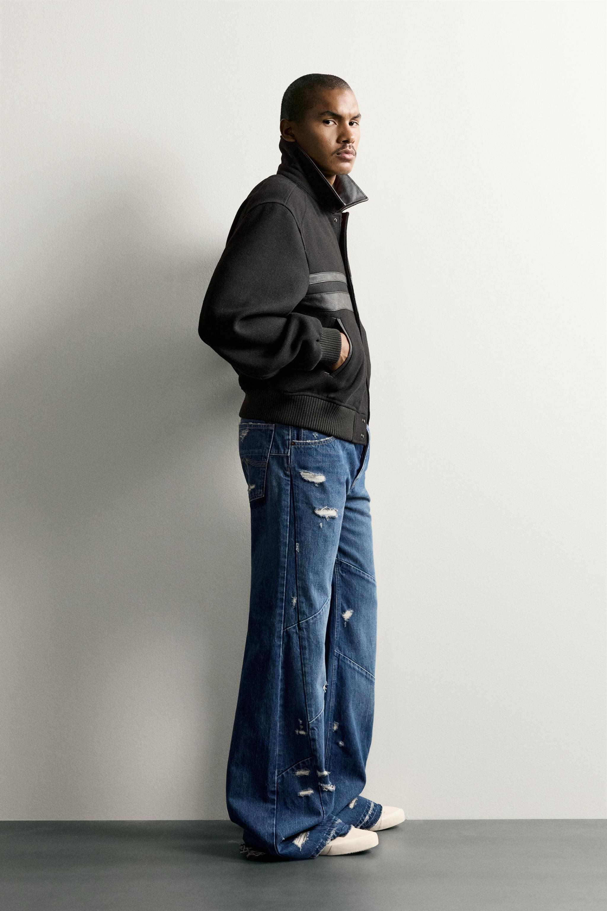 CONTRAST FAUX LEATHER CROPPED JACKET