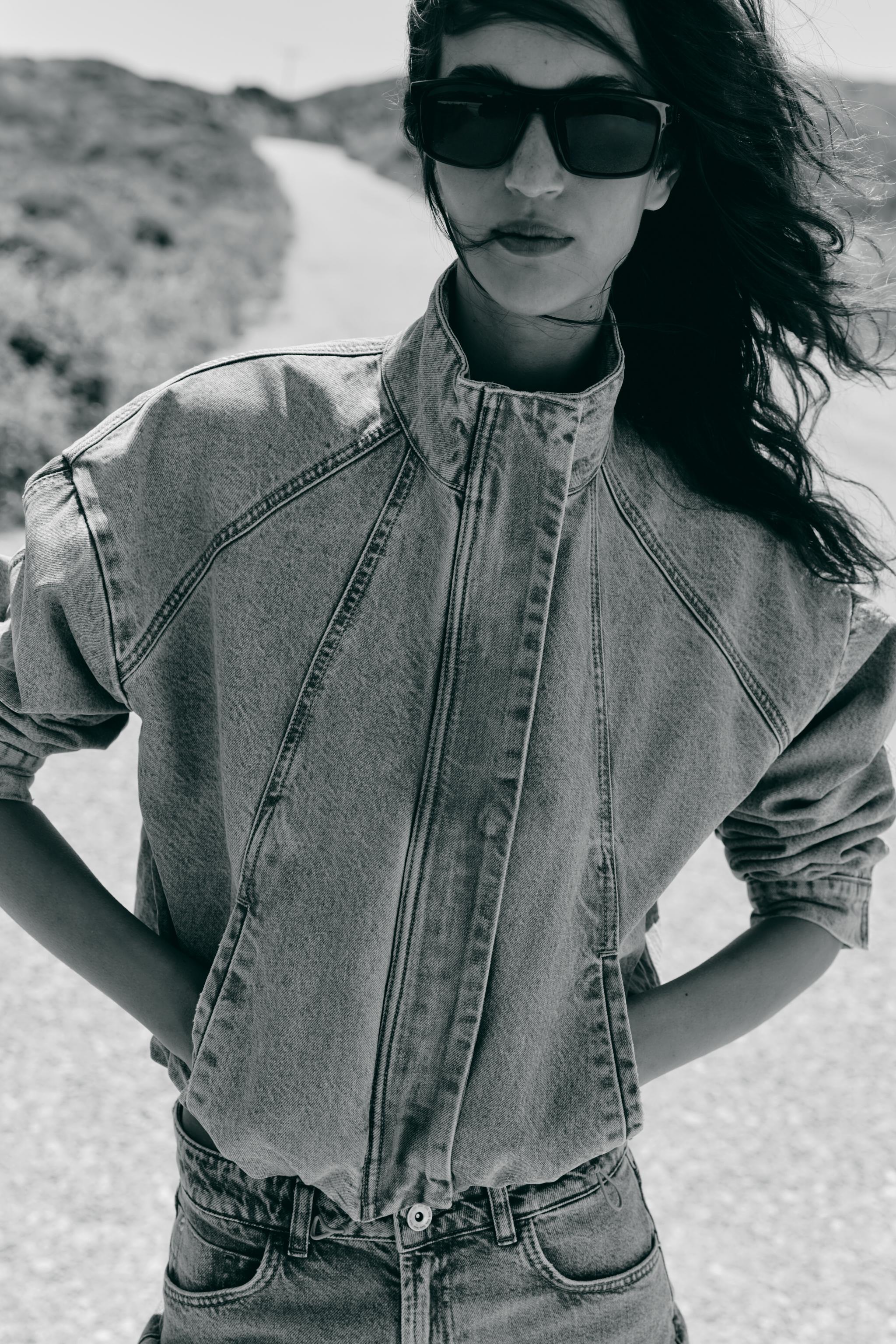 Z1975 HIGH NECK DENIM BOMBER JACKET