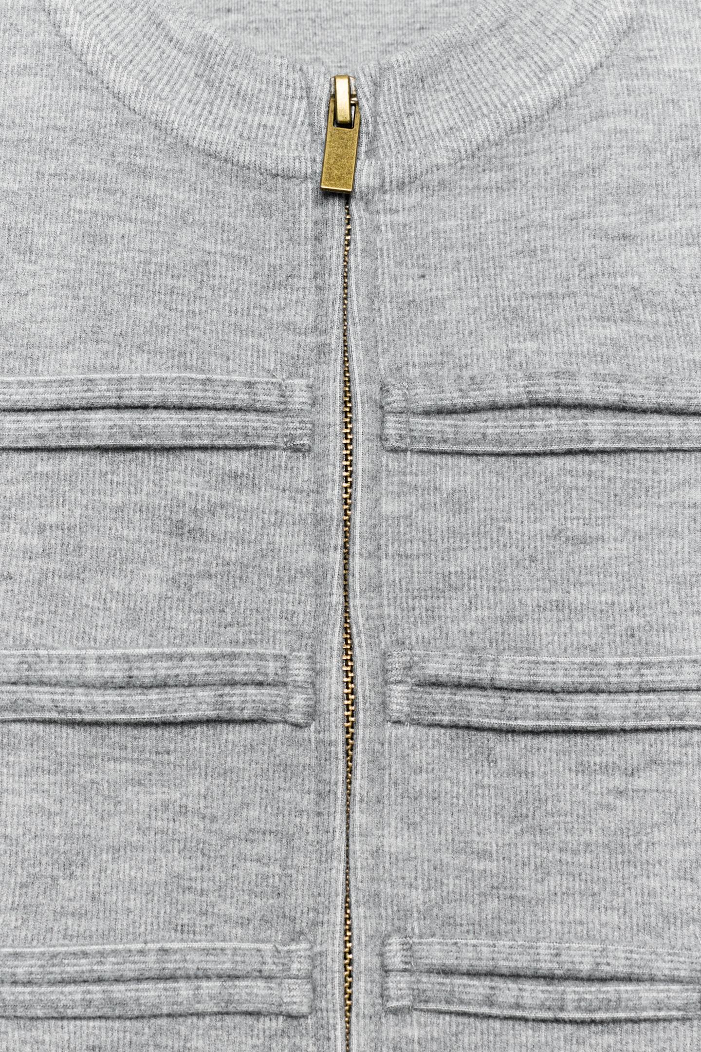 Женская куртка Zara Jacket with Frog Fastening, цвет: Серый меланжевый — фото 9