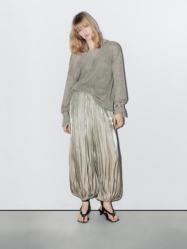 Zara Linen blend sweater with V-shaped plunging back - STUDIO - Light green - Image 0
