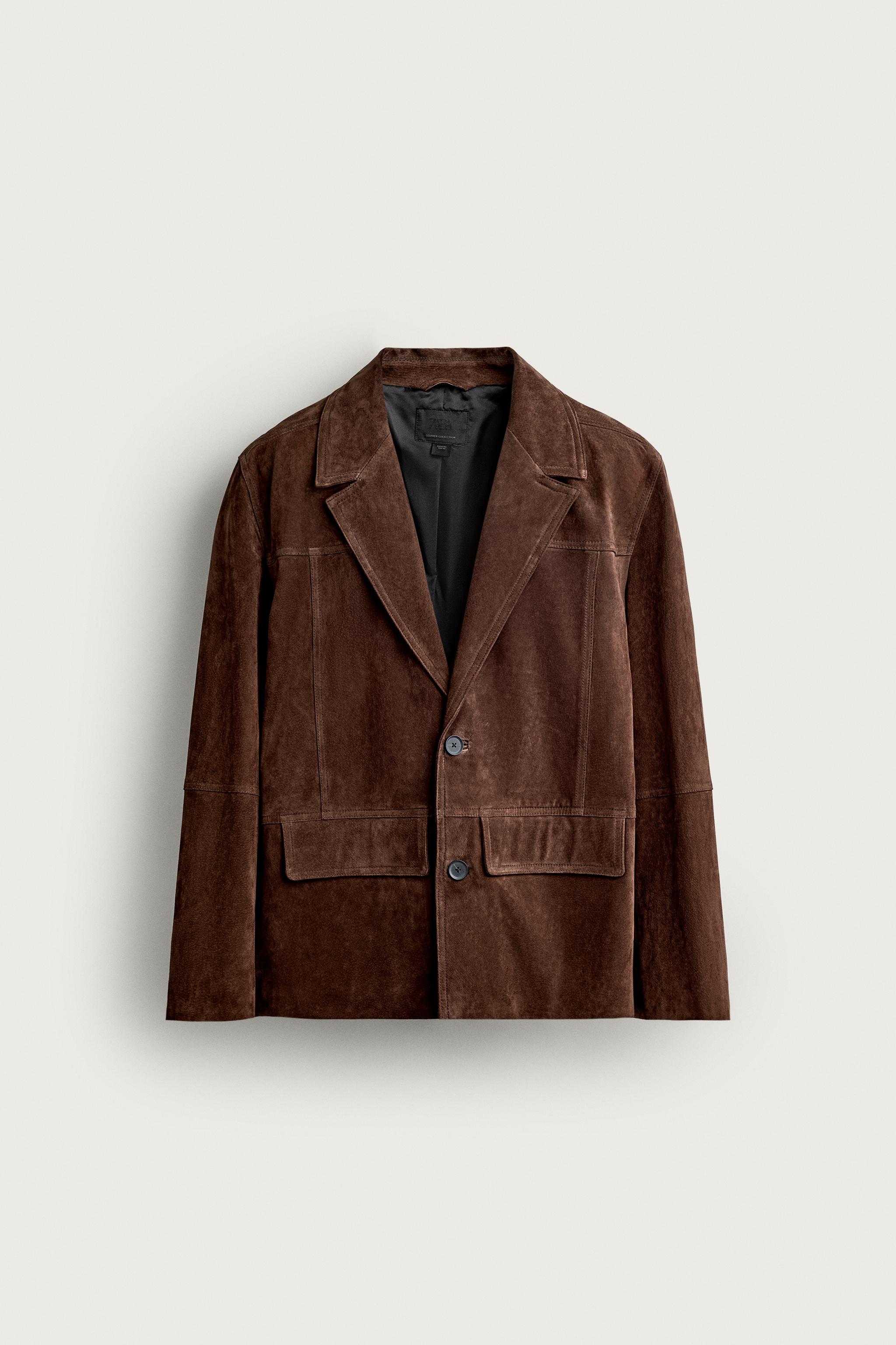 BLAZER COUPE DÉCONTRACTÉE EN CUIR SUÉDÉ