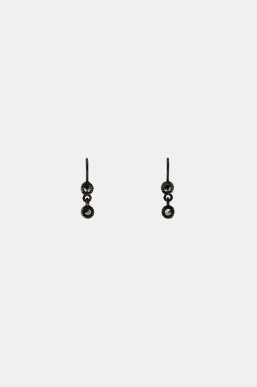 MINI CRYSTAL BEAD EARRINGS - Anthracite grey by Zara - Image 0