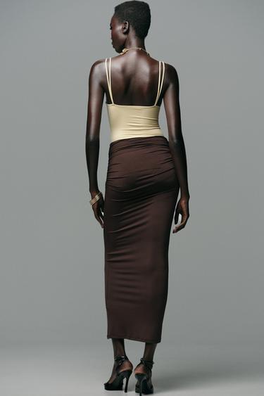 SHELL POLYAMIDE SKIRT - Dark brown by Zara - Image 3