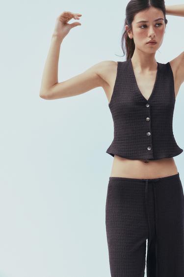 TEXTURED TOP - Chocolate by Zara
