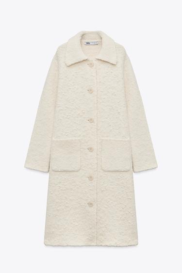 WOOL BLEND KNIT COAT - White by Zara - Image 4