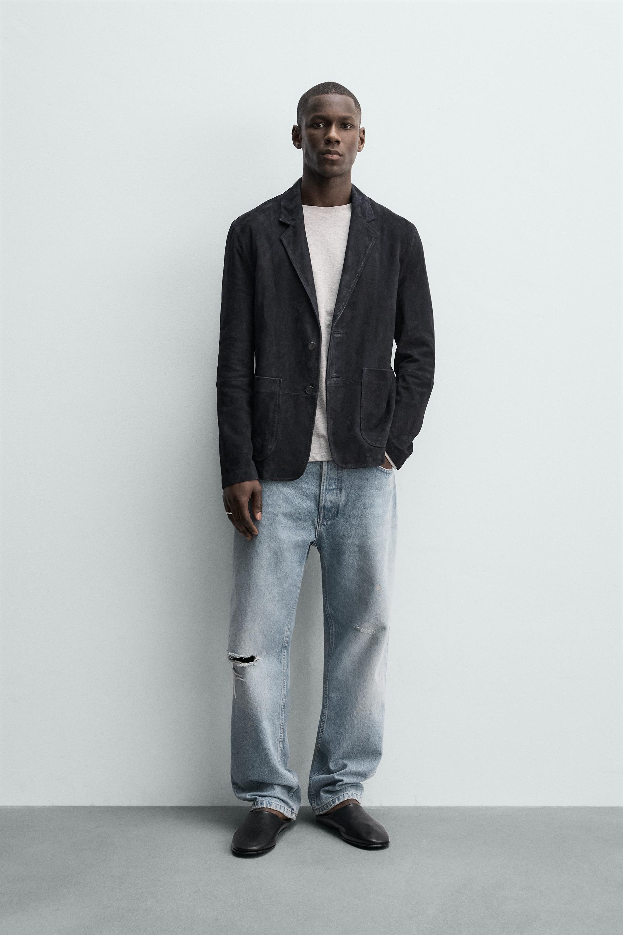 REGULAR FIT SUEDE LEATHER BLAZER