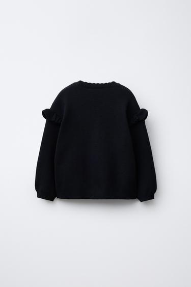EMBROIDERED FLORAL KNIT SWEATER - Black by Zara - Image 1