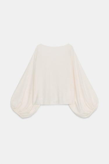 KNIT VOLUME SLEEVE TOP - Mid-ecru by Zara - Image 6