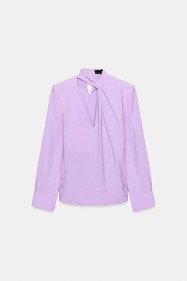 Zara FLOWY SHOULDER PAD BLOUSE - Mauve