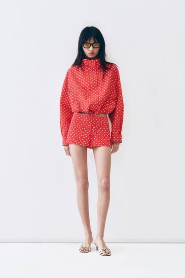 Zara 波卡圓點泡泡袖夾克 - 紅色 / 白色