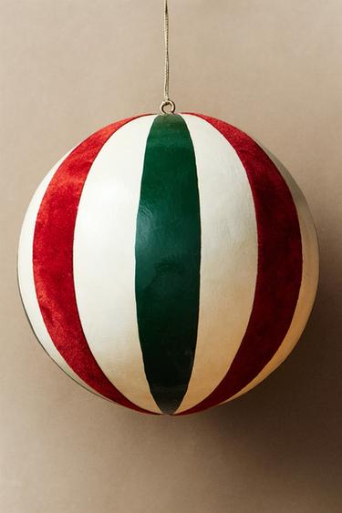 STRIPED VELVET BAUBLE CHRISTMAS TREE DECORATION — Multicolored 1