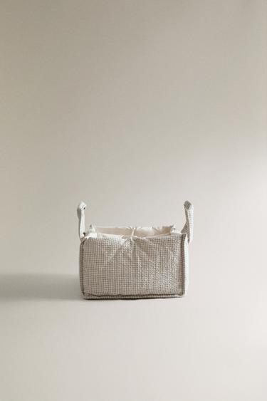 CHILDREN'S GINGHAM NAPPY CADDY - Grey by Zara - Image 0