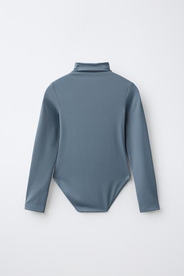LONG-SLEEVE POLYAMIDE BODYSUIT — Faded blue 2