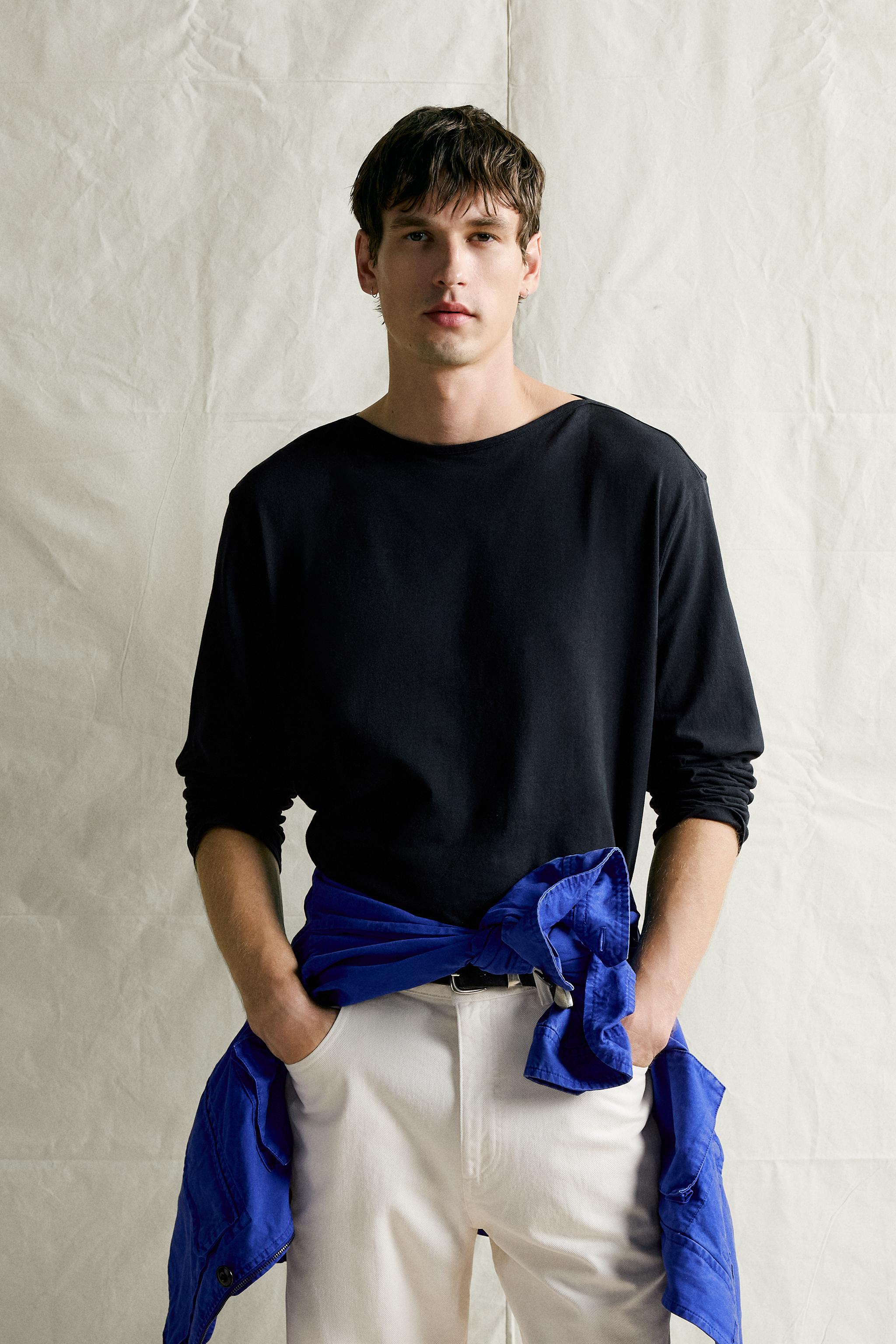 Мужские футболки Zara BOAT NECK REGULAR FIT T-SHIRT — фото 2