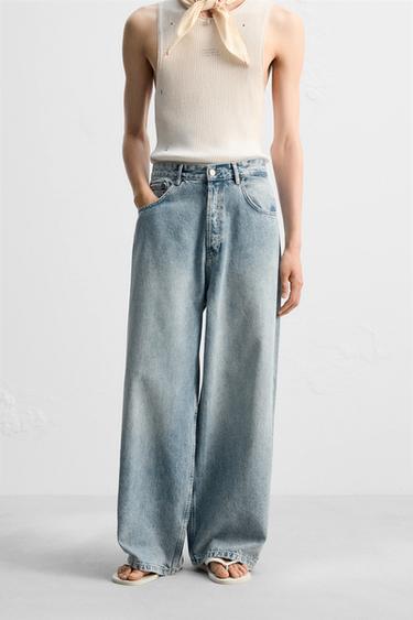 BAGGY WIDE-LEG JEANS - Light blue by Zara