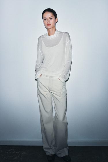 CAMISETA LYOCELL Y LINO - Blanco de Zara