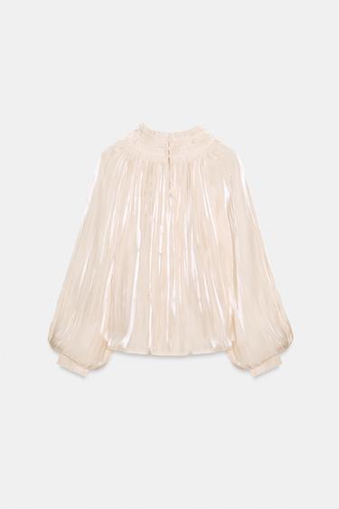 BLOUSE SATINÉE TISSU BRILLANT - Vanille de Zara - Image 5
