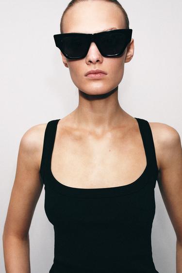 TOP EN COTON SANS MANCHES - Noir de Zara - Image 2