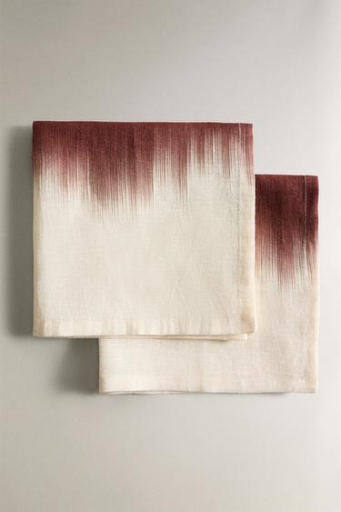 PACK OF OMBRÉ LINEN NAPKINS X COLLAGERIE - Beige-brown by Zara