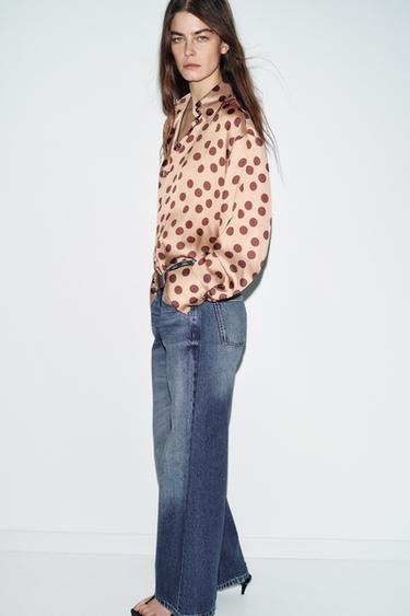 CHEMISE SATINÉE À POIS - Beige-marron de Zara - Image 4