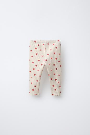 HEART PRINT LEGGINGS - Ecru by Zara