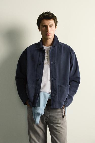 REGULAR FIT KNOT FROG FASTENING OVERSHIRT - Navy blue by Zara