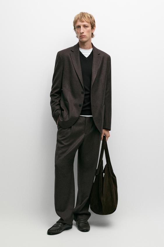 Americana traje 100% lana - Marrón oscuro de Zara - Imagen 0