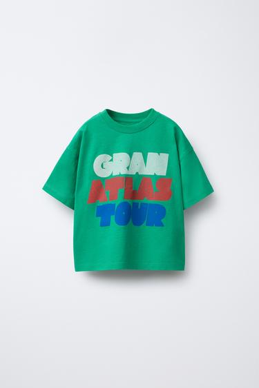Zara TEXT PRINT T-SHIRT - Mid-green