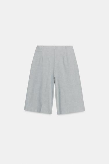 LONG BERMUDA SHORTS WITH PLEATS - Grey by Zara - Image 6
