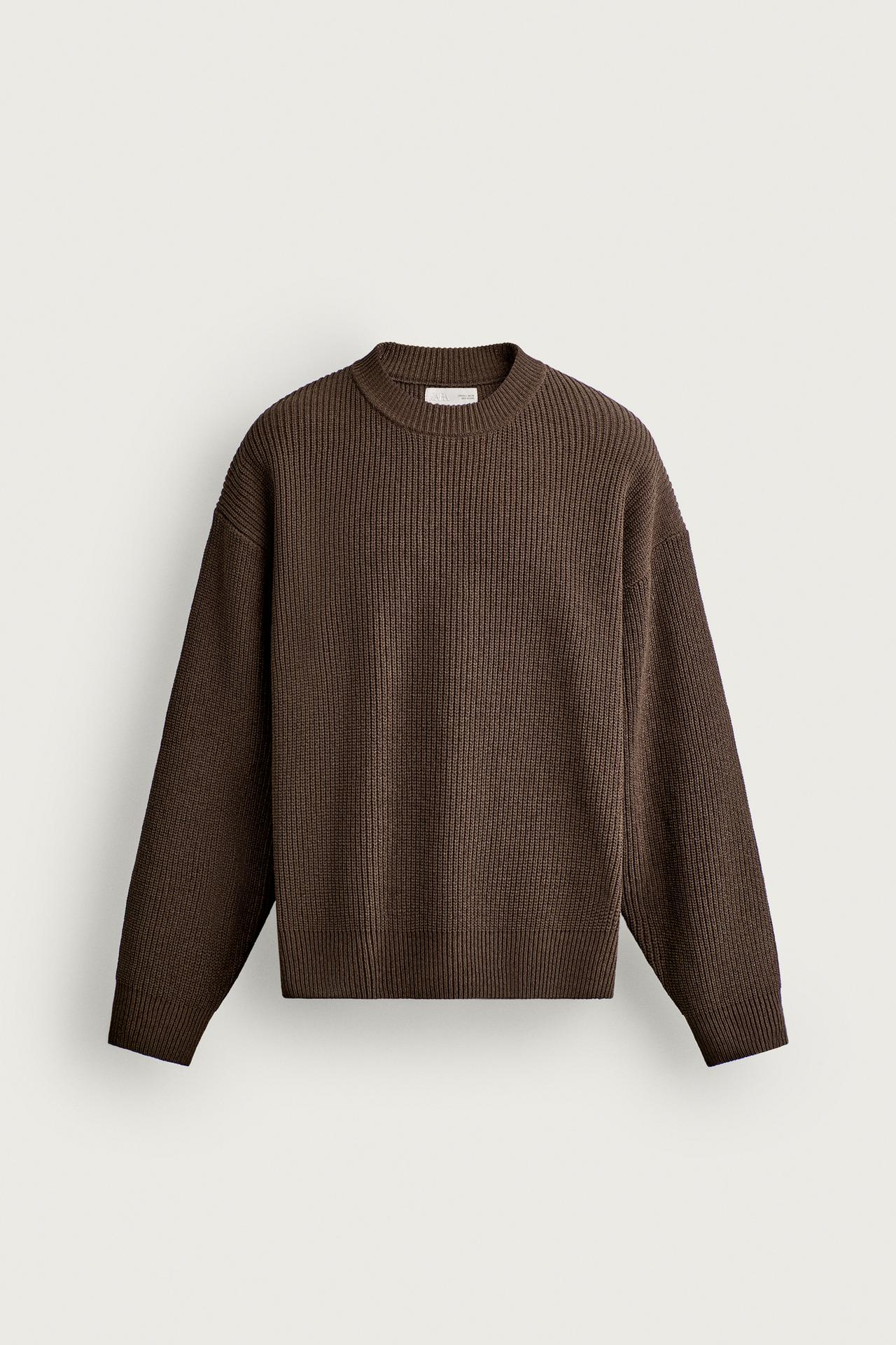 CHENILLE RELAXED FIT SWEATER — Brown