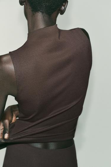 Zara COTTON MODAL TOP - Maroon