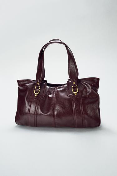 METAL DETAIL SHOULDER BAG - Burgundy Red by Zara