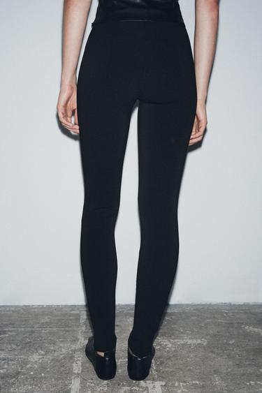 CREPE LEGGINGS WITH ZIPS - Black by Zara - Image 2