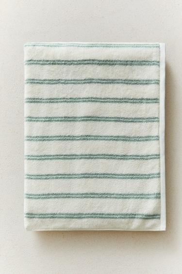 DOUBLE STRIPE BATH TOWEL — Ecru / Green 1