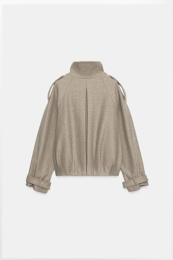 BOMBER JACKET WITH TAB DETAIL - Light beige by Zara - Image 6