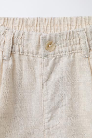 100% LINEN BERMUDA SHORTS - Light beige by Zara - Image 2