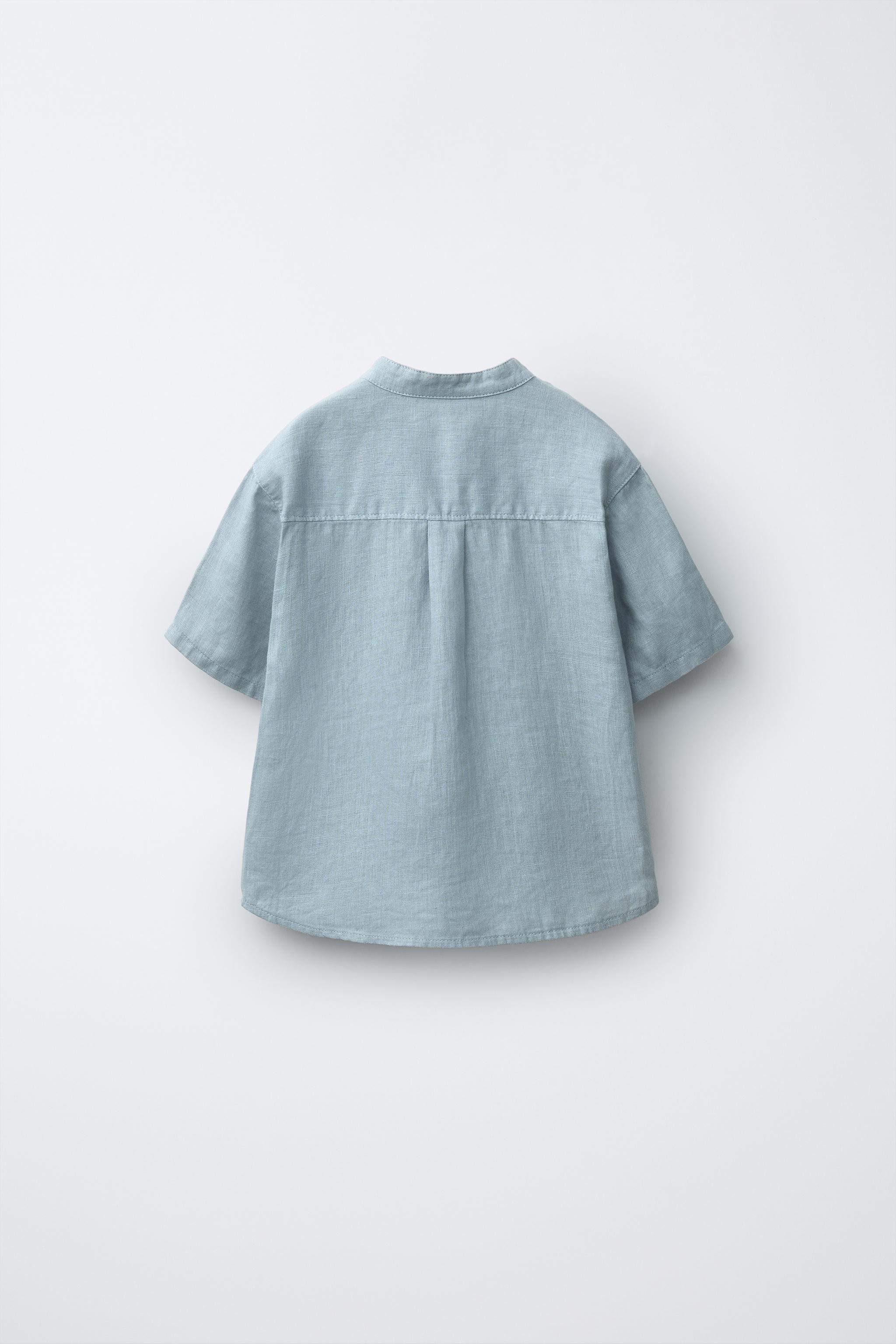 リネン100%シャツ - ブルー | ZARA Japan / 日本