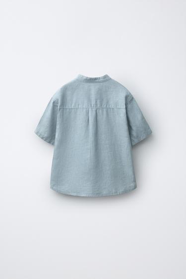 100% LINEN SHIRT - Blue by Zara - Image 1