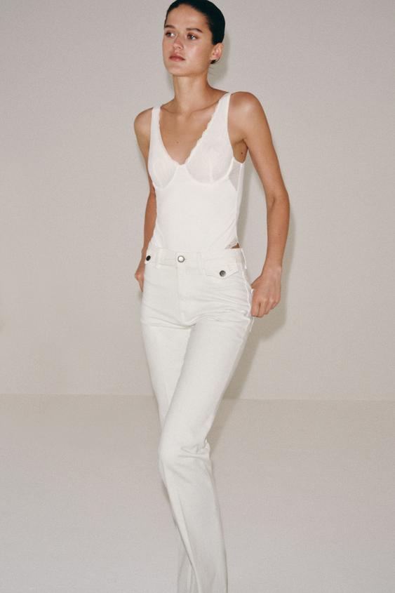 BODY COMBINADO COM RENDA - Branco-marfim da Zara - Imagem 0
